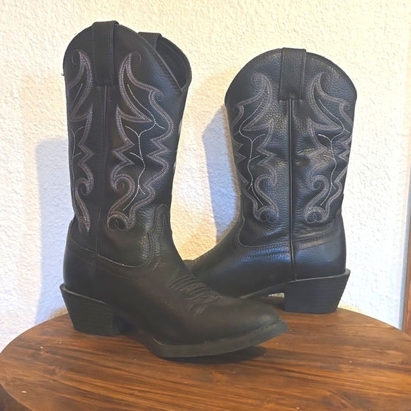 Justin| Mens Black All Star Western Boots Leather Cowboy J Flex Comfort Sz.8.5D main image 9
